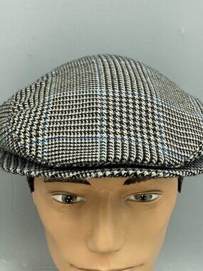 VIntage Schuman Sullivan Newsboy Hat Mens Medium Black Houndstooth 100% Wool